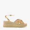 Aella Wedge 60 Gouden raffia sandalen met sleehak