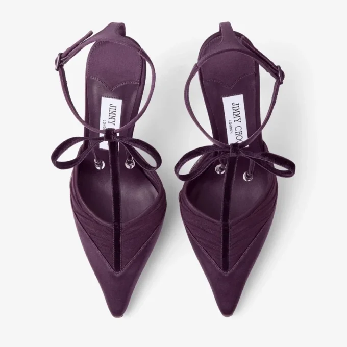 Afia Mesh 100 Winter Bloom satijnen pumps met gerimpelde tule