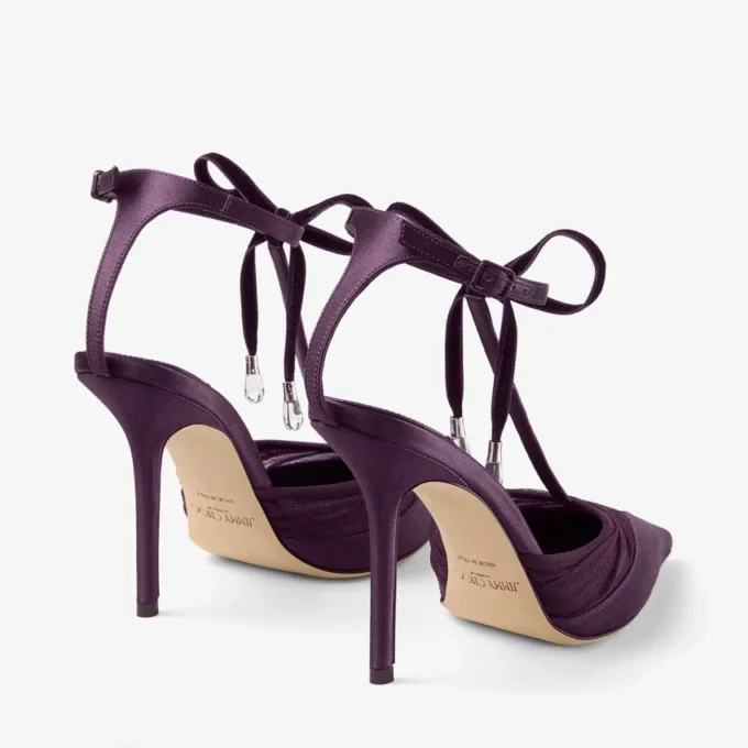 Afia Mesh 100 Winter Bloom satijnen pumps met gerimpelde tule