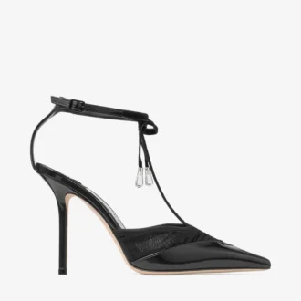 Afia Mesh 100 Zwarte Spazzolato en gerimpelde tule pumps