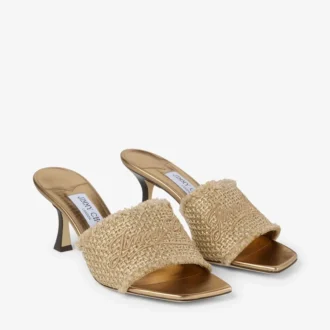 Alexia 70 gouden sandalen met geweven lurex
