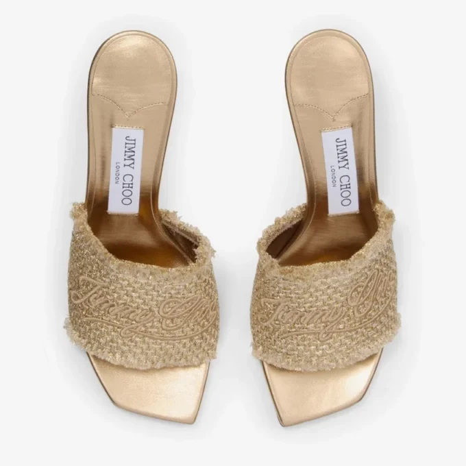 Alexia 70 gouden sandalen met geweven lurex