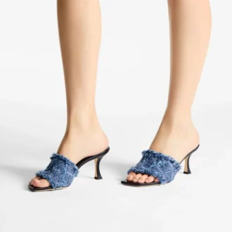 Alexia 70 sandalen van denim met kruispatroon