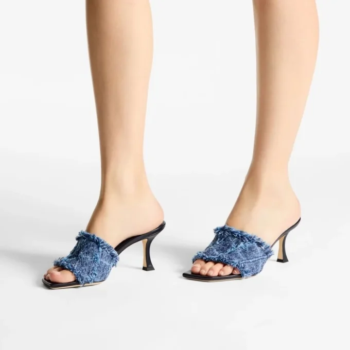 Alexia 70 sandalen van denim met kruispatroon