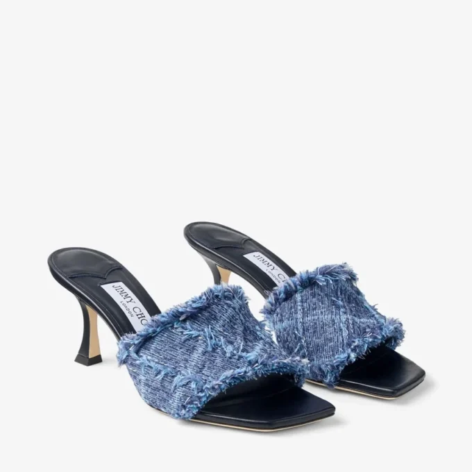 Alexia 70 sandalen van denim met kruispatroon