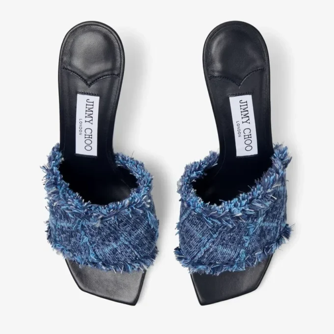 Alexia 70 sandalen van denim met kruispatroon