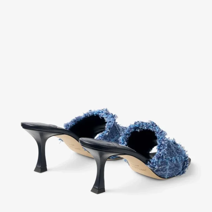 Alexia 70 sandalen van denim met kruispatroon