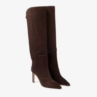 Alizze Knee Boot 85 Chocoladebruine suède kniehoge laarzen