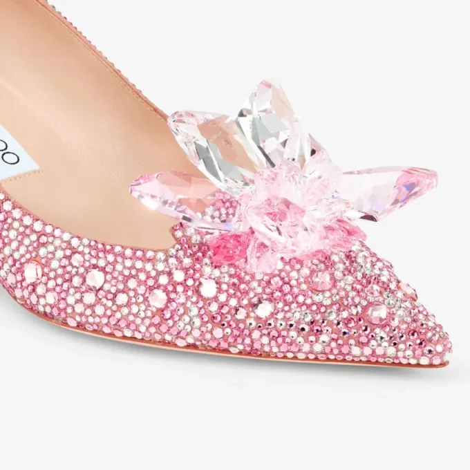 Allure pumps met puntige neus, bekleed met roze suède en kristallen Allure pumps met puntige neus, bekleed met roze suède en kristallen