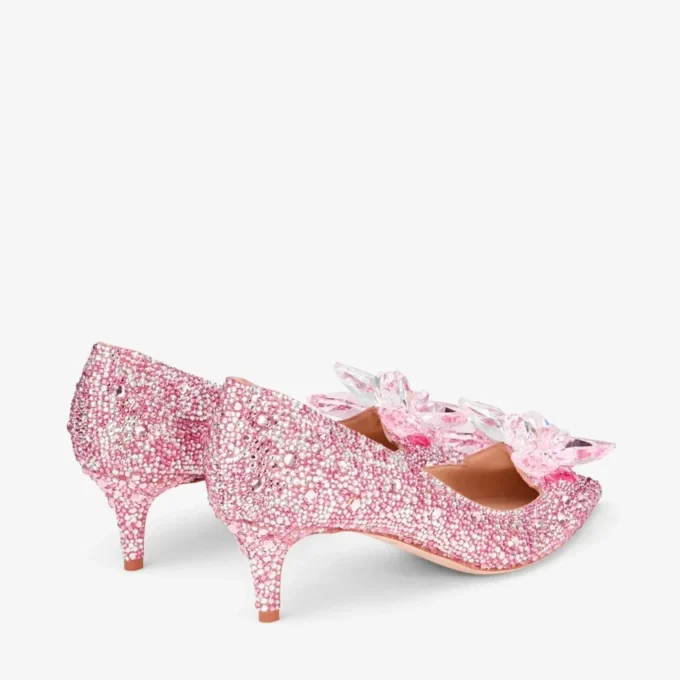 Allure pumps met puntige neus, bekleed met roze suède en kristallen Allure pumps met puntige neus, bekleed met roze suède en kristallen