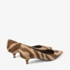 Amelia 35 Chocoladebruine Pumps van Ponyleer met Zebraprint Amelia 35 Chocoladebruine Pumps van Ponyleer met Zebraprint
