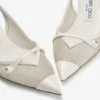 Amita 45 Latte en Champagne lakleder en metallic mesh slingback pumps Amita 45 Latte en Champagne lakleder en metallic mesh slingback pumps