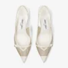 Amita 45 Latte en Champagne lakleder en metallic mesh slingback pumps Amita 45 Latte en Champagne lakleder en metallic mesh slingback pumps