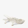 Amita 45 Latte en Champagne lakleder en metallic mesh slingback pumps Amita 45 Latte en Champagne lakleder en metallic mesh slingback pumps