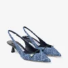 Amita 45 marineblauwe slingbacks van denim met kruispatroon en lakleer Amita 45 marineblauwe slingbacks van denim met kruispatroon en lakleer