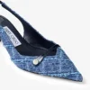 Amita 45 marineblauwe slingbacks van denim met kruispatroon en lakleer Amita 45 marineblauwe slingbacks van denim met kruispatroon en lakleer