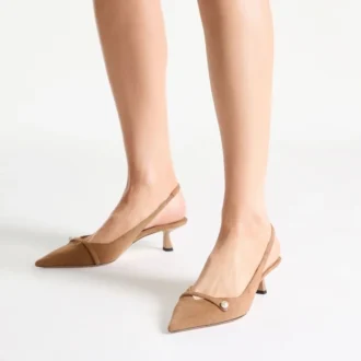 Amita 45 Toffee suède slingbacks