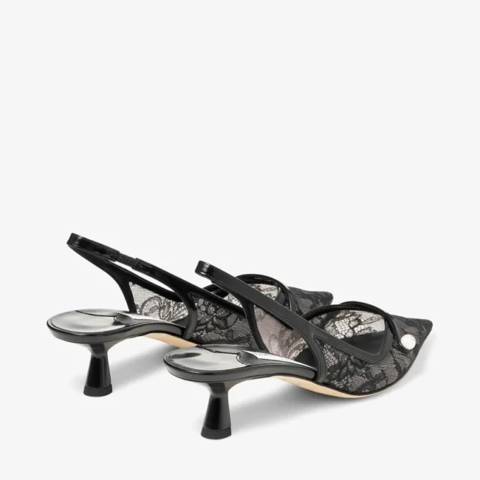 Amita 45 Zwarte Jimmy Choo-pumps van kant en spazzolato Amita 45 Zwarte Jimmy Choo-pumps van kant en spazzolato