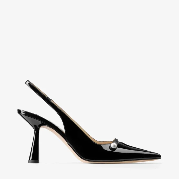 Amita 85 zwarte lak-nappaleer slingbacks Amita 85 zwarte lak-nappaleer slingbacks