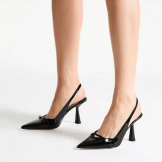 Amita 85 zwarte lak-nappaleer slingbacks