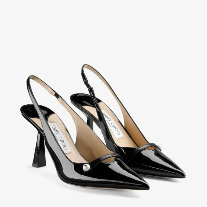 Amita 85 zwarte lak-nappaleer slingbacks Amita 85 zwarte lak-nappaleer slingbacks
