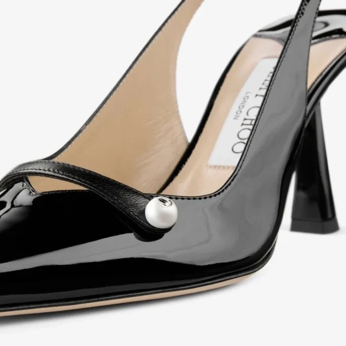 Amita 85 zwarte lak-nappaleer slingbacks Amita 85 zwarte lak-nappaleer slingbacks