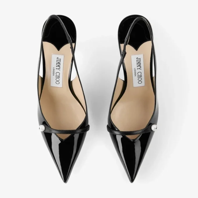 Amita 85 zwarte lak-nappaleer slingbacks Amita 85 zwarte lak-nappaleer slingbacks