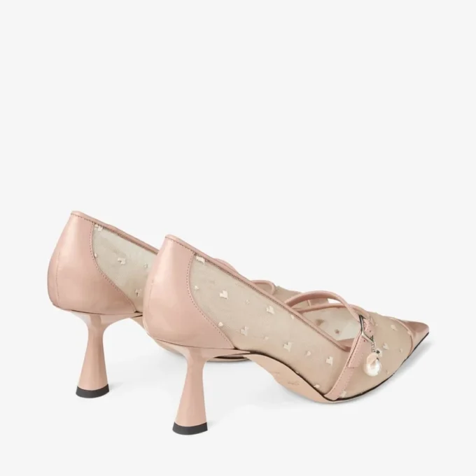 Aren Pump 65 Macaron-leren pumps met hartjesprint en parelbedeltje Aren Pump 65 Macaron-leren pumps met hartjesprint en parelbedeltje