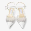 Aren Slingback 45 Witte slingbacks van mesh met kristallen en parelbedeltje Aren Slingback 45 Witte slingbacks van mesh met kristallen en parelbedeltje