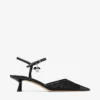 Aren Slingback 45 Zwarte spazzolato en hartvormige mesh slingbacks met parelbedeltje Aren Slingback 45 Zwarte spazzolato en hartvormige mesh slingbacks met parelbedeltje