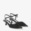 Aren Slingback 45 Zwarte spazzolato en hartvormige mesh slingbacks met parelbedeltje Aren Slingback 45 Zwarte spazzolato en hartvormige mesh slingbacks met parelbedeltje