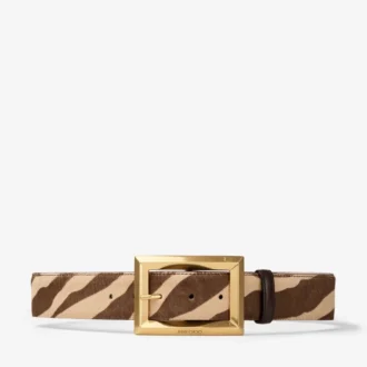 Arlie riem van ponyleer met natuurlijke zebraprint
