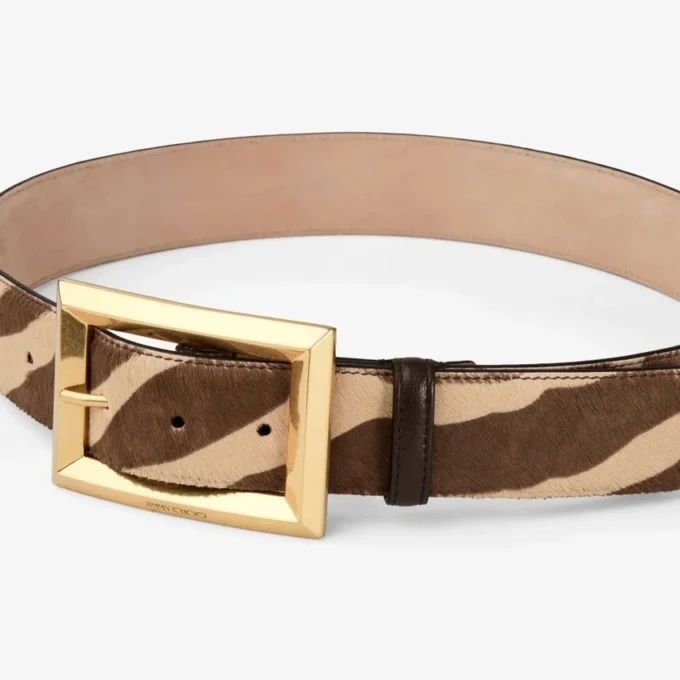 Arlie riem van ponyleer met natuurlijke zebraprint Arlie riem van ponyleer met natuurlijke zebraprint