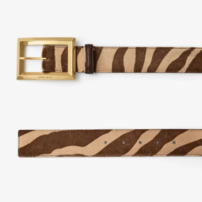 Arlie riem van ponyleer met natuurlijke zebraprint Arlie riem van ponyleer met natuurlijke zebraprint