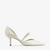 Aurelie 65 Latte lakleren pumps met spitse neus en parelversiering Aurelie 65 Latte lakleren pumps met spitse neus en parelversiering