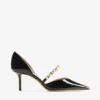Aurelie 65 Zwarte lakleren pumps met spitse neus en parelversiering Aurelie 65 Zwarte lakleren pumps met spitse neus en parelversiering