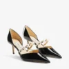 Aurelie 65 Zwarte lakleren pumps met spitse neus en parelversiering Aurelie 65 Zwarte lakleren pumps met spitse neus en parelversiering