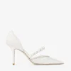 Aurelie 85 ivoorkleurige jimmy choo-pumps van kant met parelversiering Aurelie 85 ivoorkleurige jimmy choo-pumps van kant met parelversiering