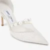 Aurelie 85 ivoorkleurige jimmy choo-pumps van kant met parelversiering Aurelie 85 ivoorkleurige jimmy choo-pumps van kant met parelversiering