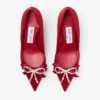 Auria 70 robijnrode satijnen pumps met satijnen strik met kristallen Auria 70 robijnrode satijnen pumps met satijnen strik met kristallen