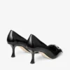 Auria 70 Zwarte zachte Spazzolato-pumps met fluwelen en kristallen strik Auria 70 Zwarte zachte Spazzolato-pumps met fluwelen en kristallen strik