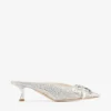 Auria Mule 50 Ivoor Satijn en Princess Crystal Hotfix Mules met strikversiering Auria Mule 50 Ivoor Satijn en Princess Crystal Hotfix Mules met strikversiering