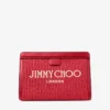 Avenue London Pouch Ruby Red en Light Gold geborduurde raffia en leren tasje