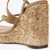 Ayla 110 Cappuccino Nappaleer en met bloemen geweven raffia sleehakken