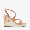 Ayla 110 Toffee en naturel mix suède en nappaleer sleehakken met fijne raffia