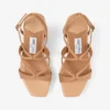 Ayla 110 Toffee en naturel mix suède en nappaleer sleehakken met fijne raffia