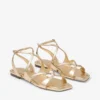 Ayla platte sandalen van goudkleurig metallic leer