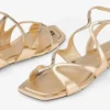 Ayla platte sandalen van goudkleurig metallic leer