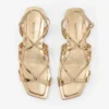 Ayla platte sandalen van goudkleurig metallic leer