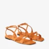 Ayla platte sandalen van suède in zonsondergangoranje